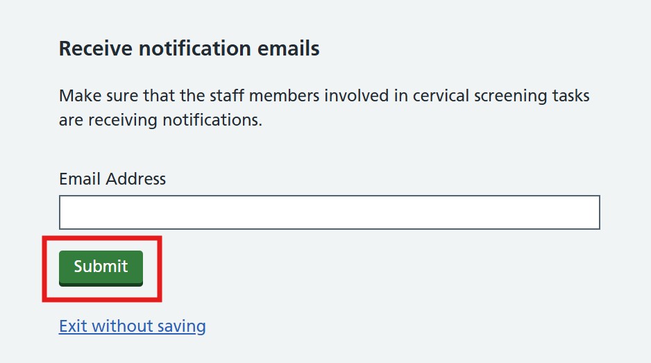 Email address submit button