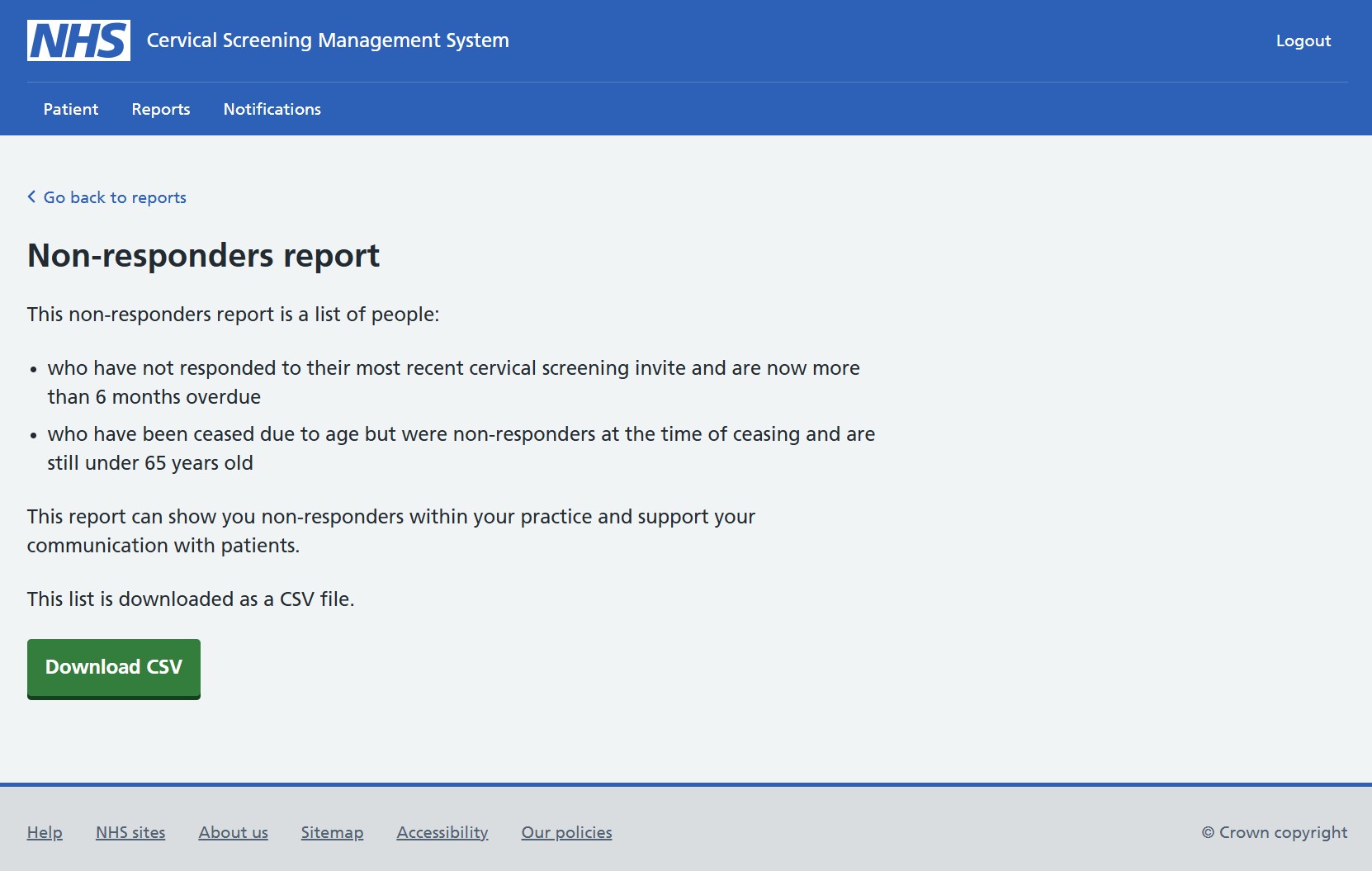 Non-responder report button