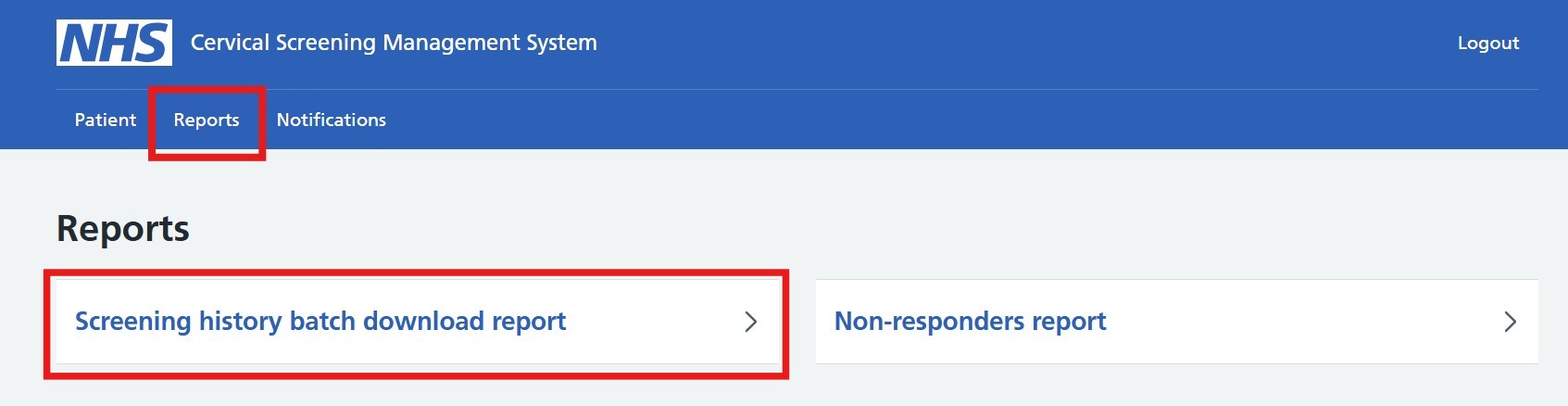 Reports tab