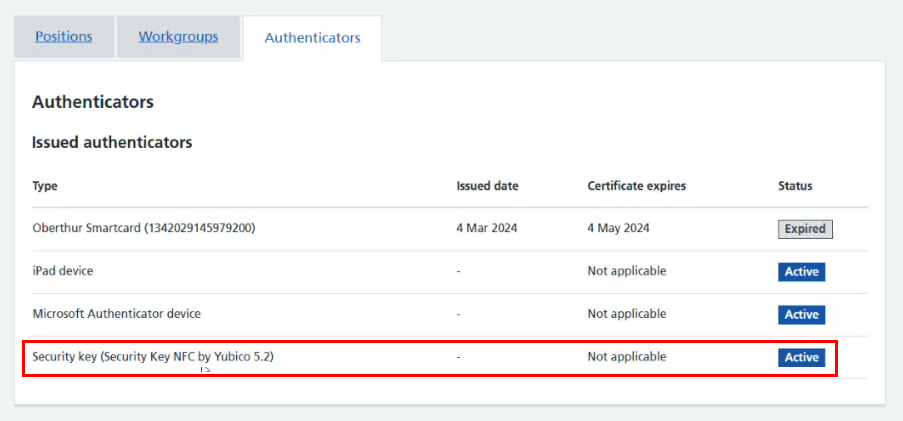 CIM 5.70 register security key device active