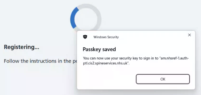 CIM 5.70 register security key passkey saved
