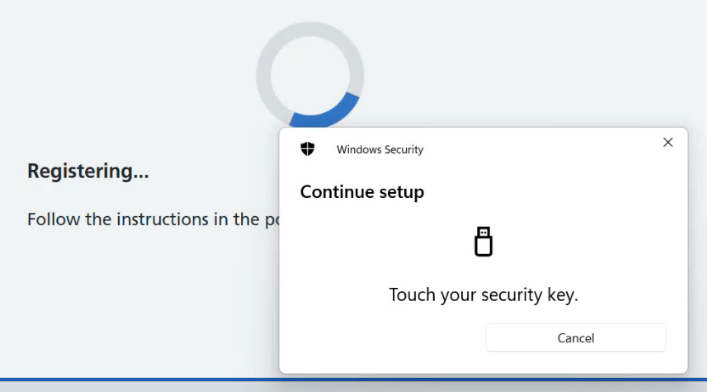 CIM 5.70 register security key touch key on reader