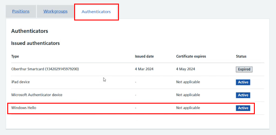 CIM 5.70 register Windows Hello device active