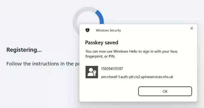 CIM 5.70 register Windows Hello passkey saved