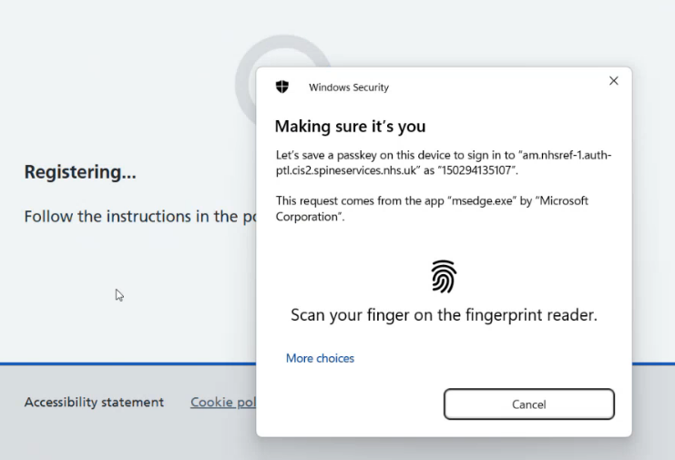 CIM 5.70 register Windows Hello save passkey fingerprint example