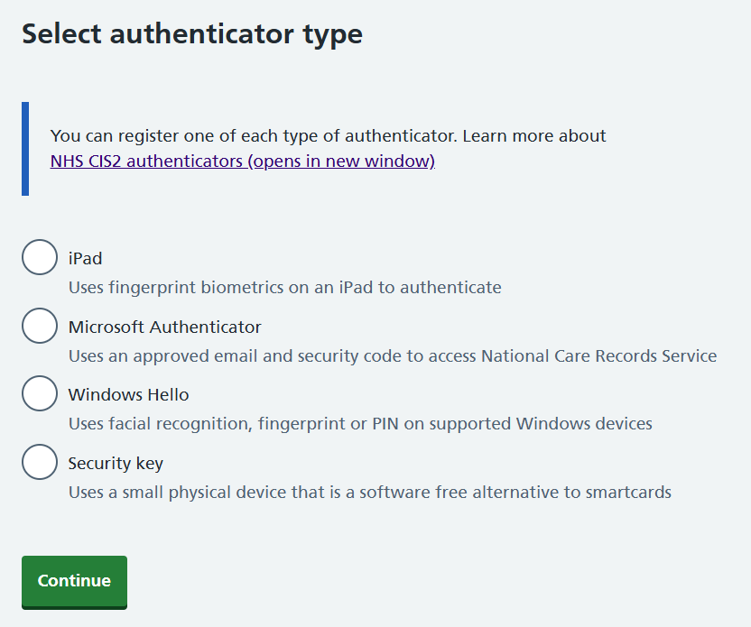 CIM 5.70 select authenticator 4 types