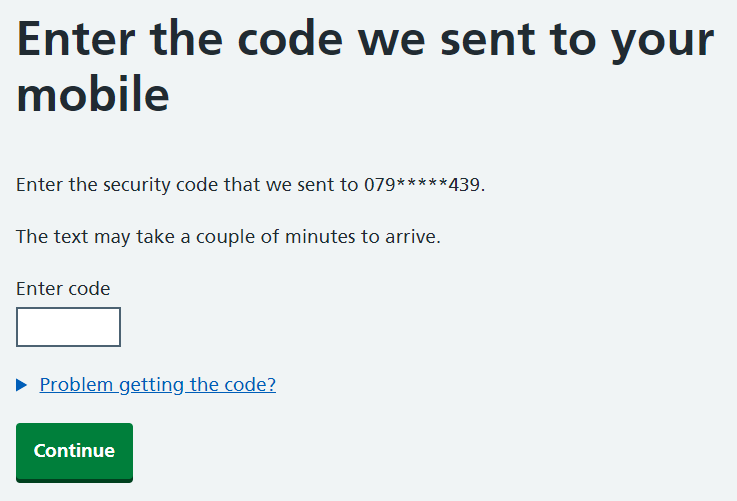 CIM 5.71 self-service unlock enter security code sent to phone