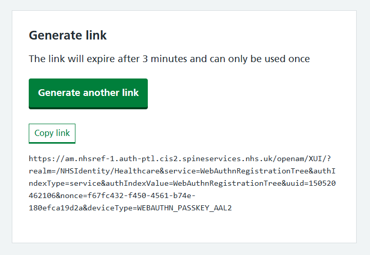 CIM 7.17 create a passkey link generated