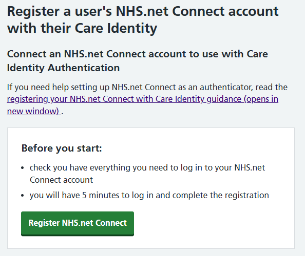 CIM 7.17 self-register NHS.net Connect