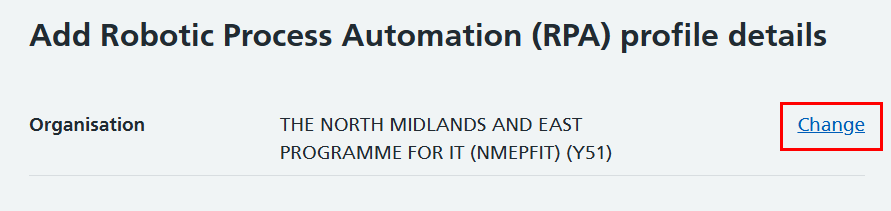 CIM add RPA profile change org link highlighted
