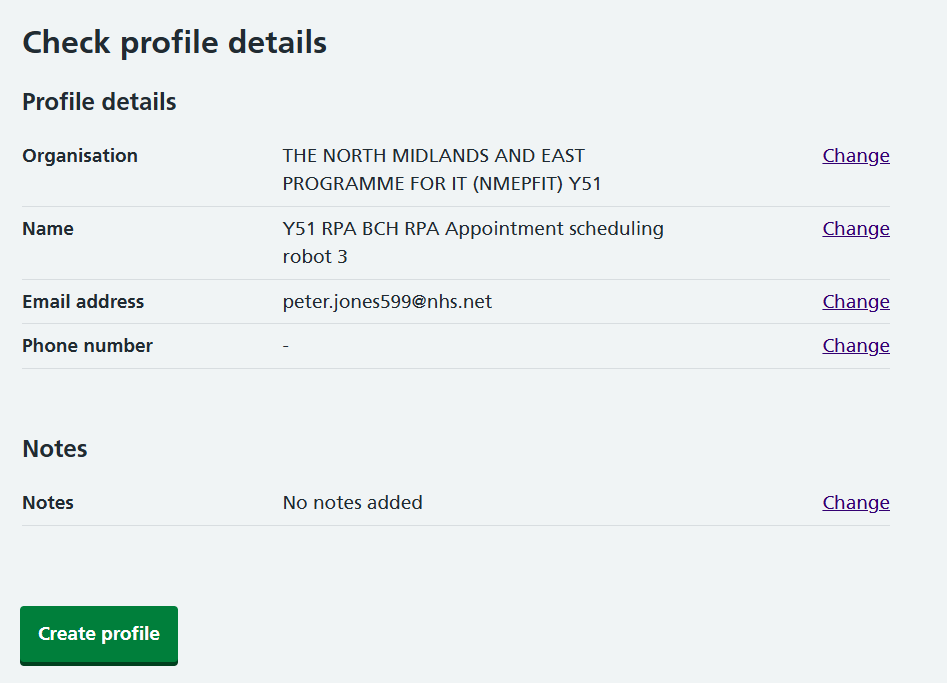 CIM add RPA profile check details