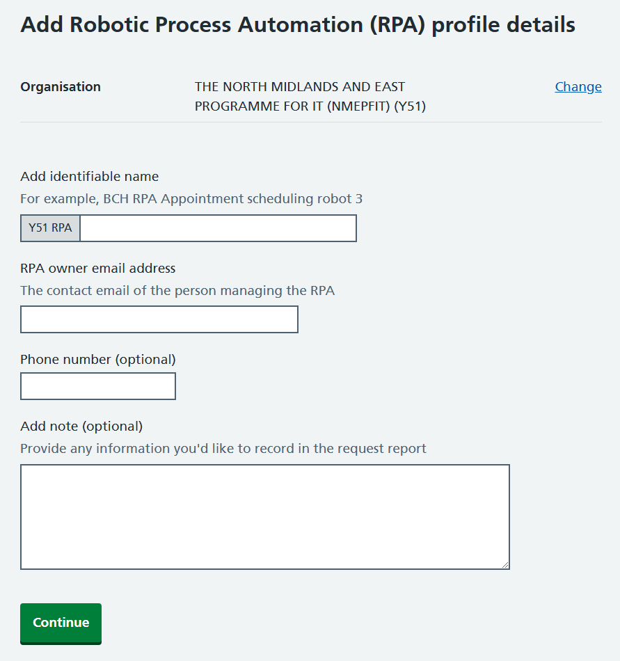 CIM add RPA profile details