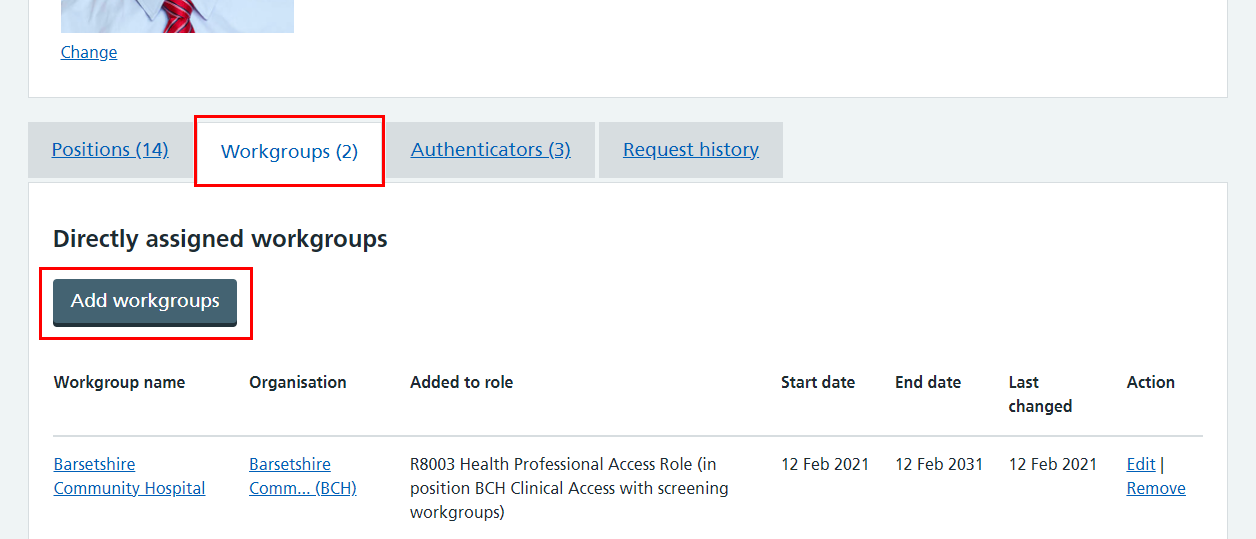 CIM add workgroup to user cervical screening 1