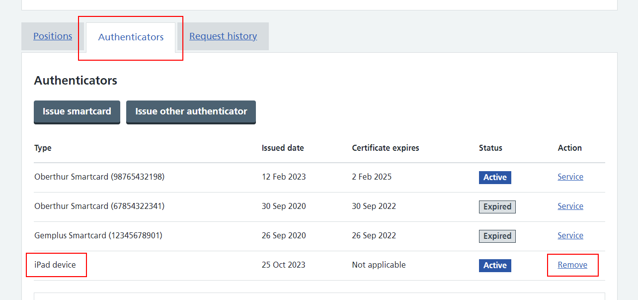 CIM authenticators iPad remove link.png