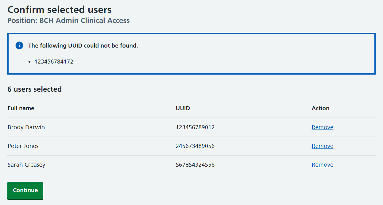 CIM bulk positions via position screen assign confirm user list
