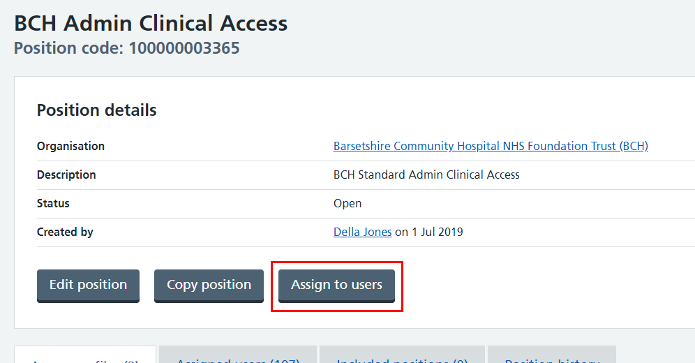 CIM bulk positions via position screen assign to users highlighted
