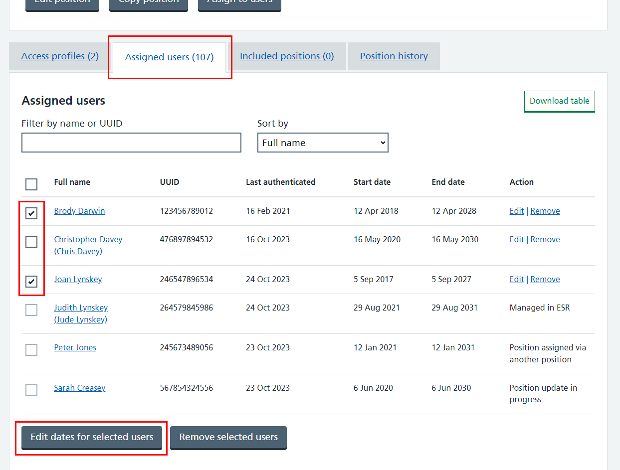CIM bulk positions via position screen edit highlighted