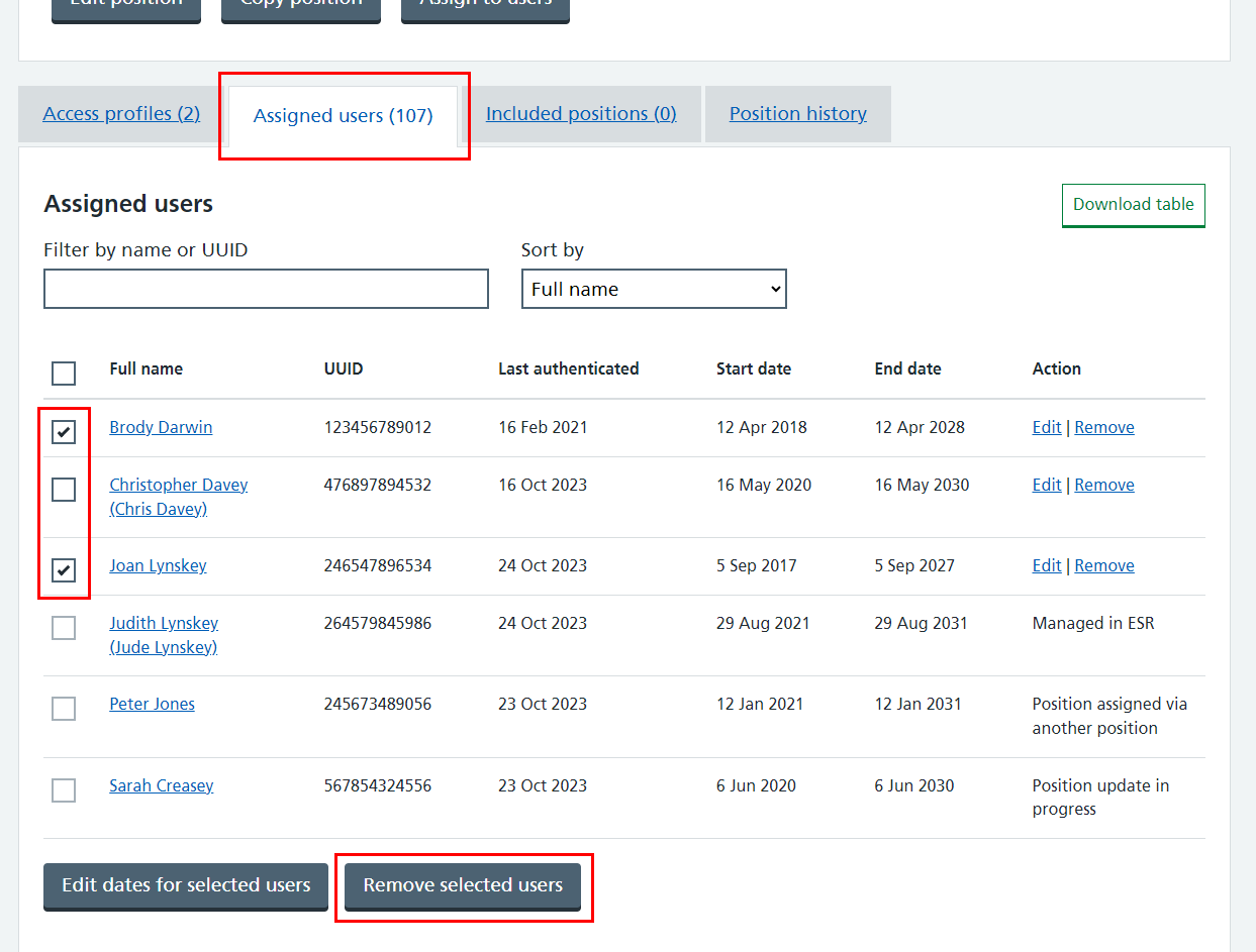 CIM bulk positions via position screen remove highlighted