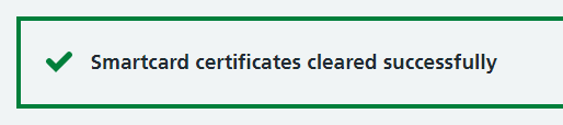 CIM clear smartcard certificates success message