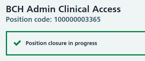 CIM close position in progress message