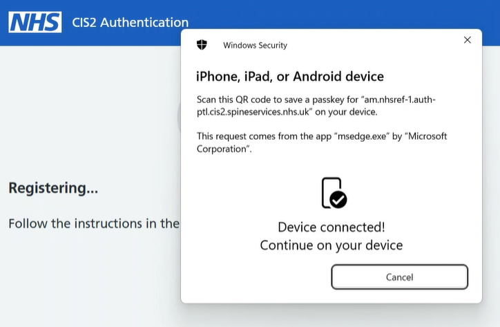 CIM create a passkey device connected message