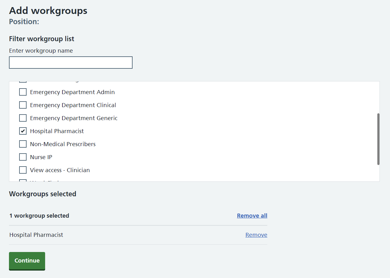 CIM create new position add workgroups