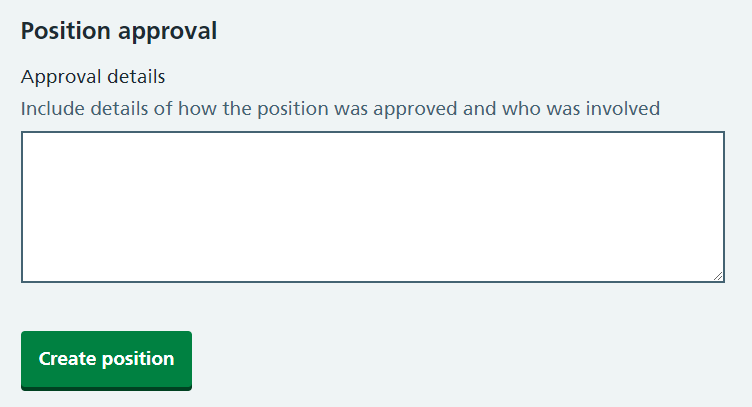 CIM create new position approval details