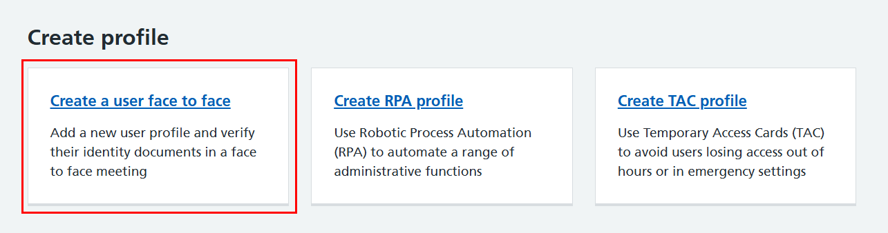 CIM create profile face to face highlighted