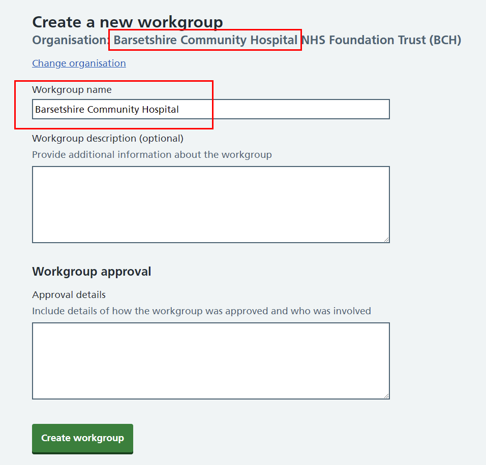CIM create workgroup org name highlighted
