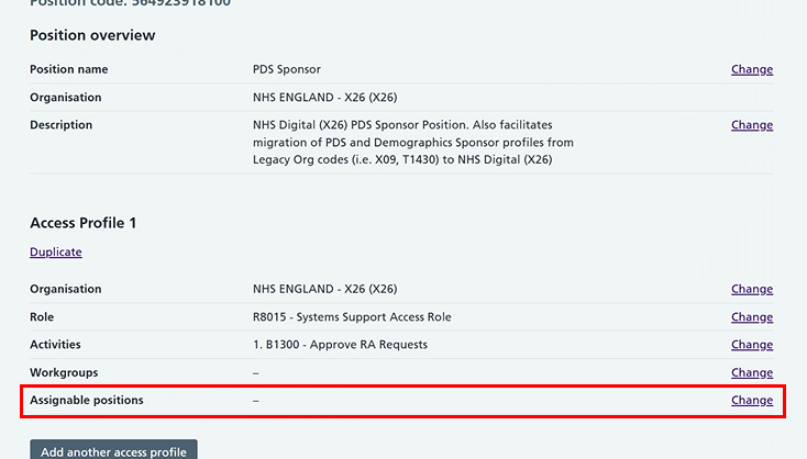 CIM edit position assignable positions highlighted