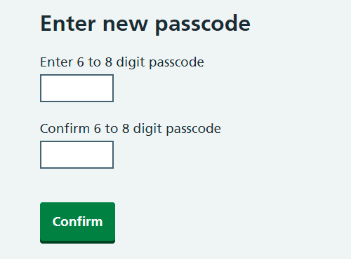 CIM enter new passcode