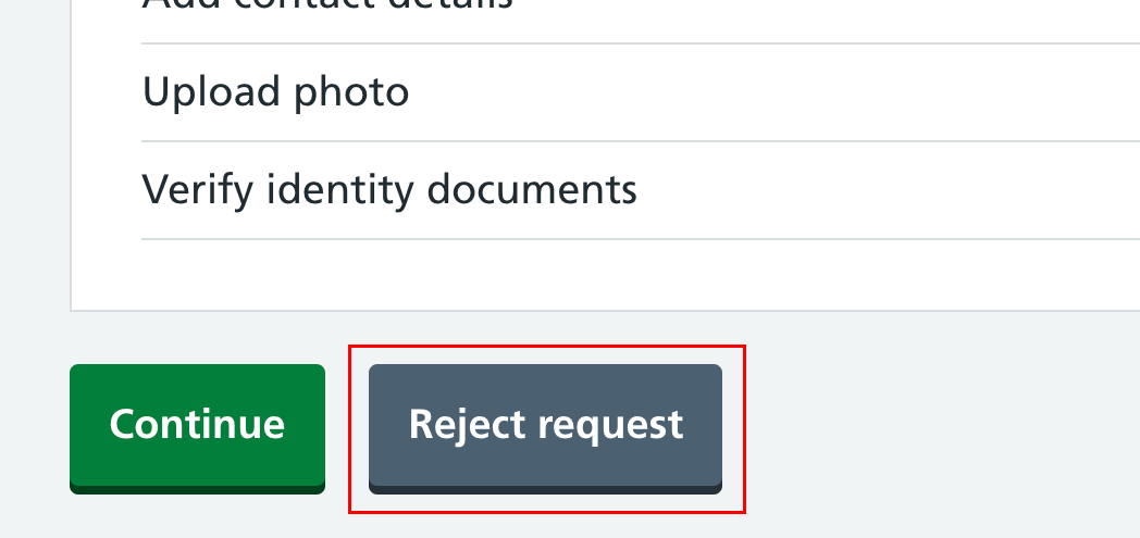 CIM ESR request create user reject request