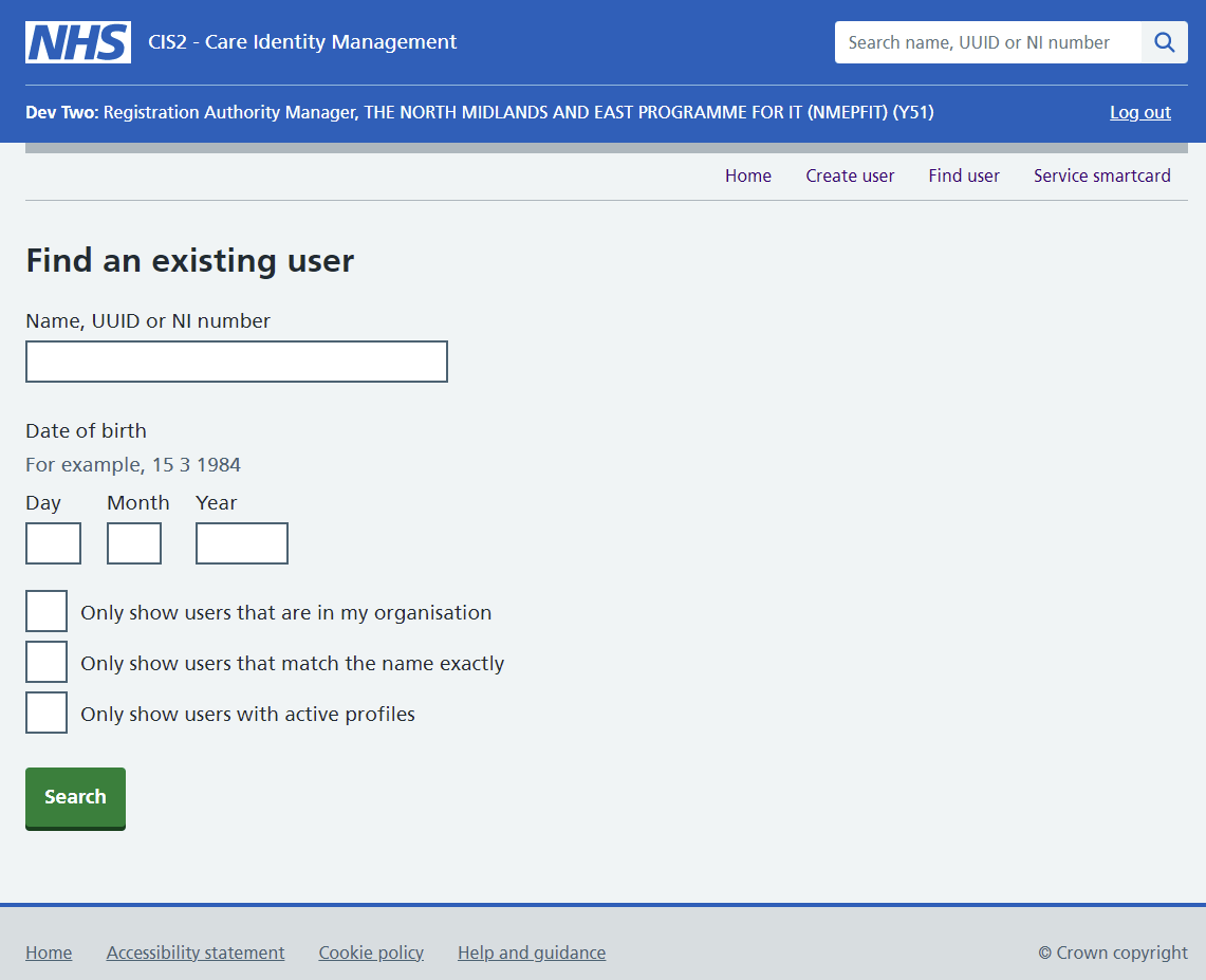 Care Identity Management find an existing user