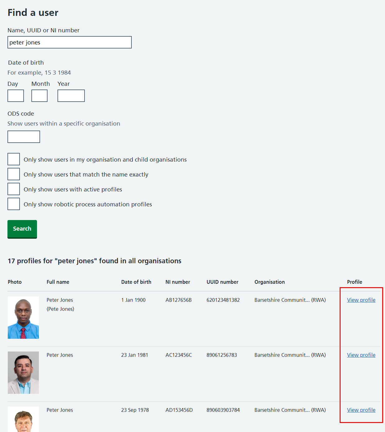 CIM find user Peter Jones results.png