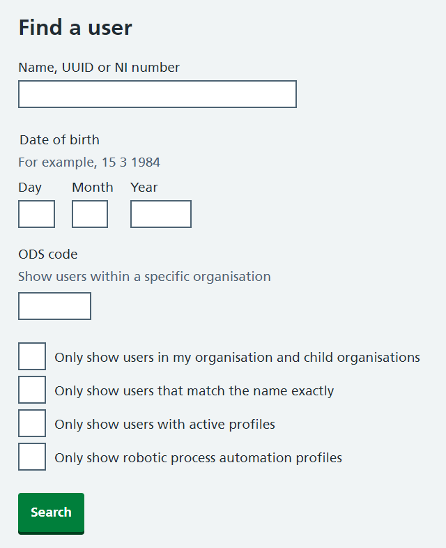 CIM find user screen