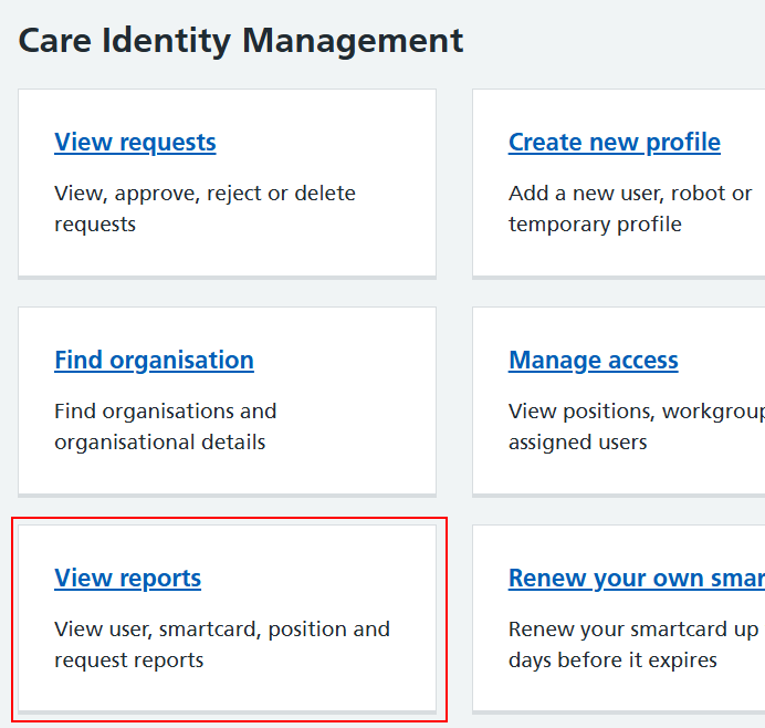 CIM home page view reports highlighted
