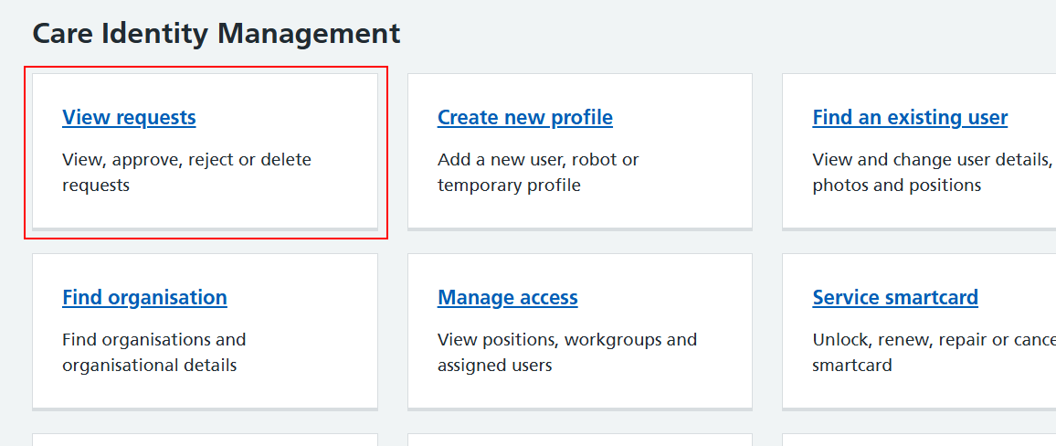 CIM home page view requests highlighted