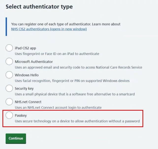 CIM non-smartcard authenticators passkey highlighted