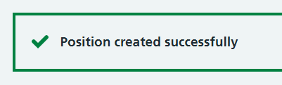 CIM position created successfully message