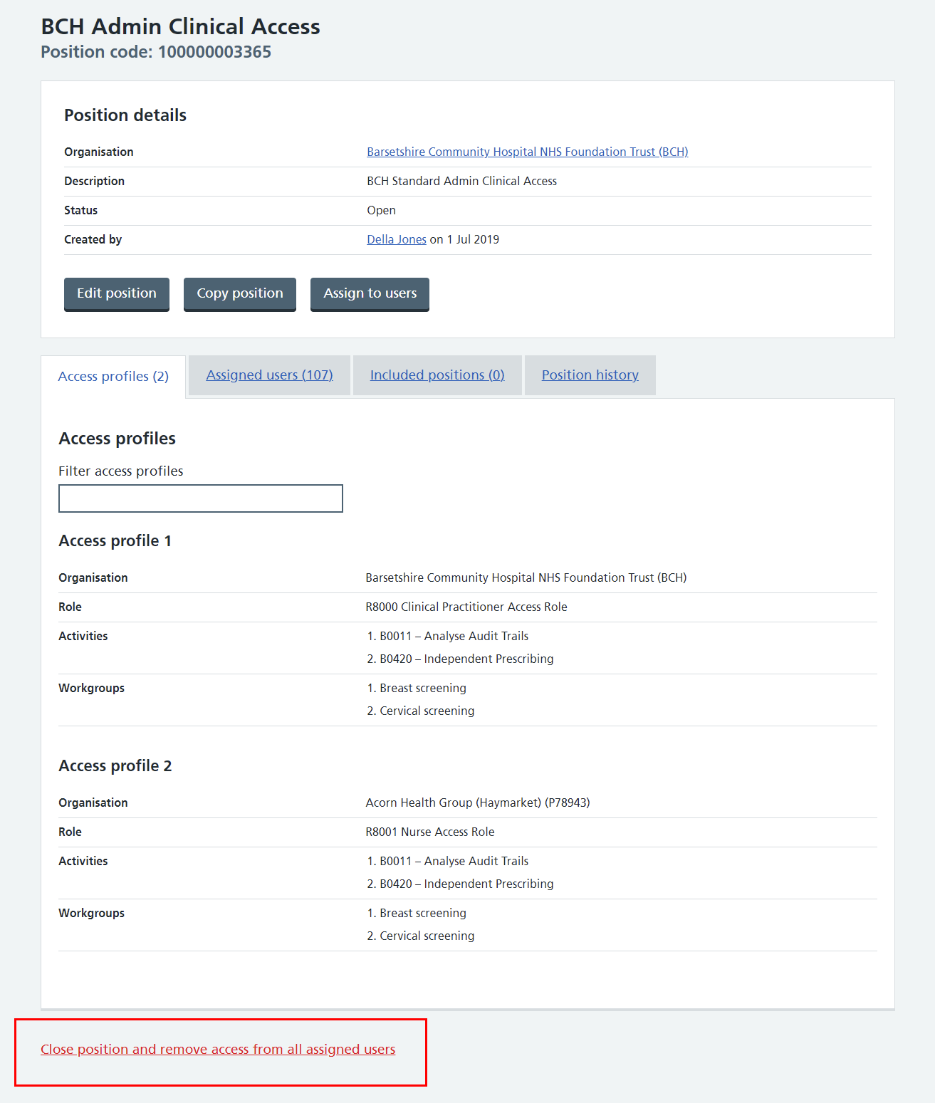 CIM position profile