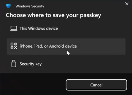 CIM register passkey type 1 step 2