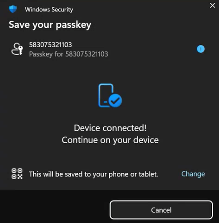 CIM register passkey type 1 step 4