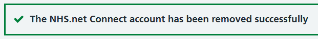 CIM remove NHS.net Connect success message