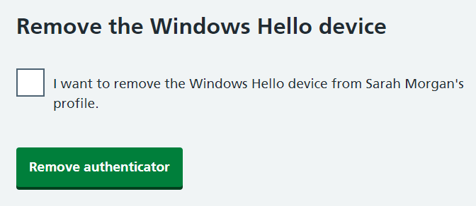 CIM remove windows hello device