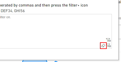 CIM reports multiple organisation filter eraser icon highlighted