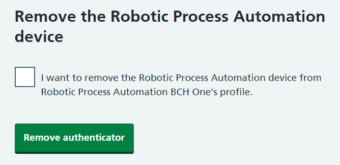 CIM RPA confirm remove authenticator