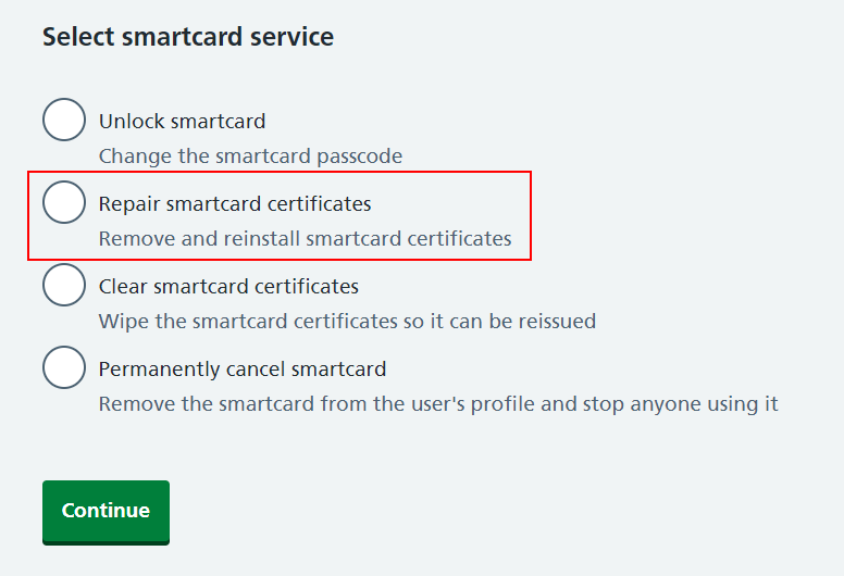 CIM select smartcard service repair highlighted