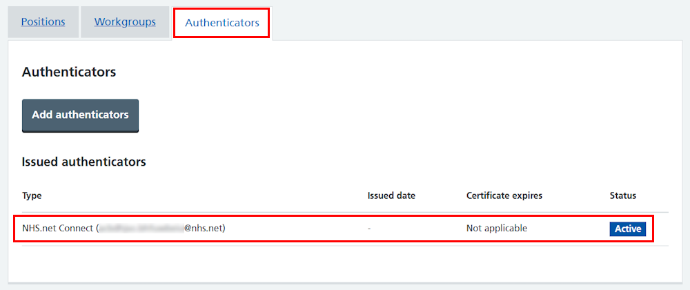 CIM self-register authenticator NHS net Connect listed in profile