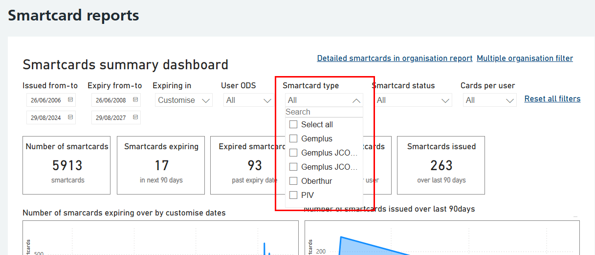 CIM smartcard report smartcard type highlighted