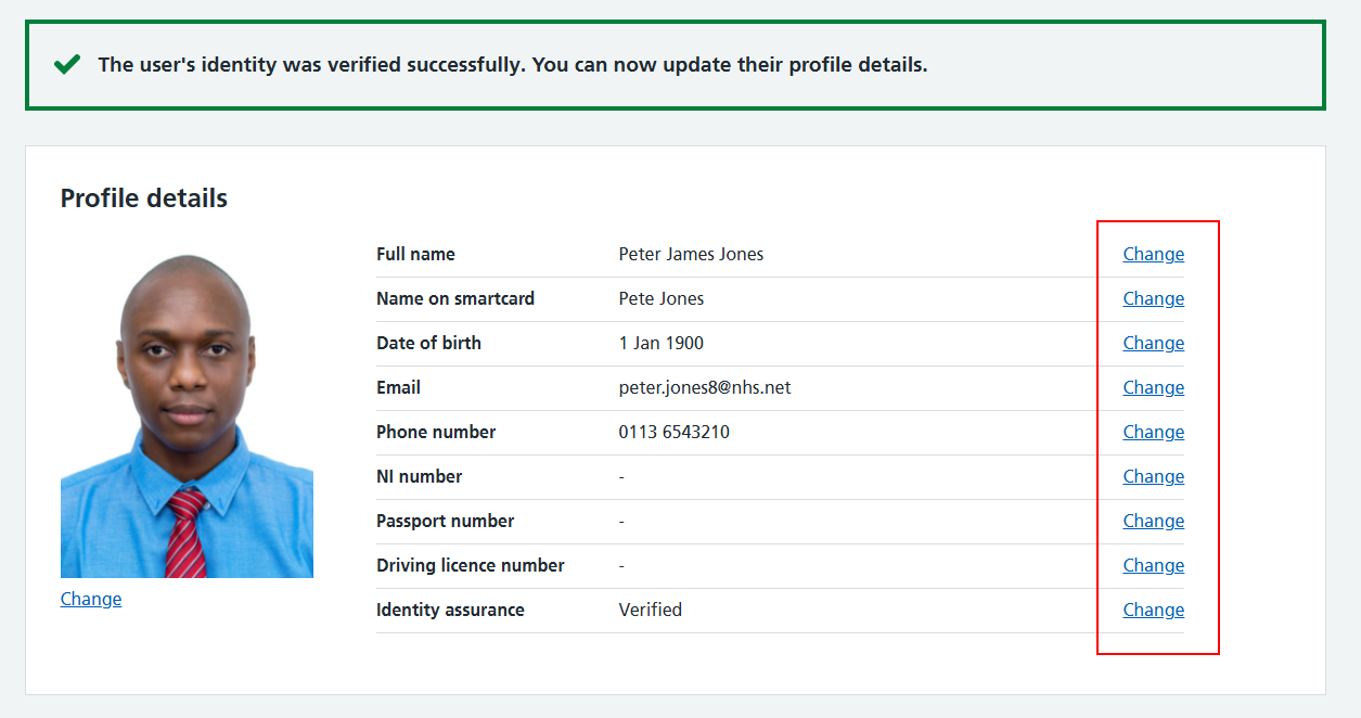 CIM unverified user profile verify success change links highlighted